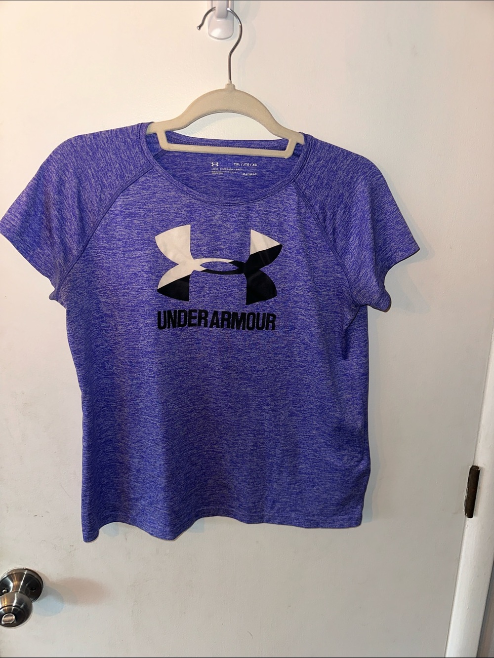 Under Armour Purple Heather Performance Tee with Black Logo